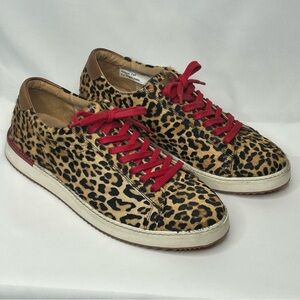 Hush Puppies Sabine Leopard calf Hair Sneakers with Red Laces, 11